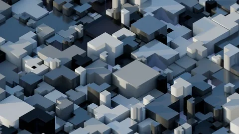 A complex, modern digital composition featuring interlocking gray and dark blue Stock Footage 340237787