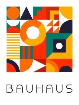 Complex Modular Bauhaus Design with Angular Forms and Energetic Color Flow 库存插图