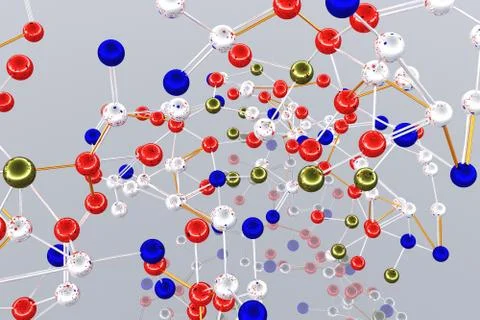 Complex Molecule Atom Structure 01 3D render Illustrazione stock
