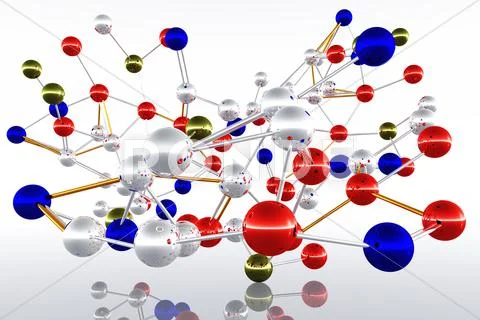 Complex Molecule Atom Structure 03 3D render Stock Illustration