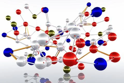 Complex Molecule Atom Structure 03 3D render Stock Illustration