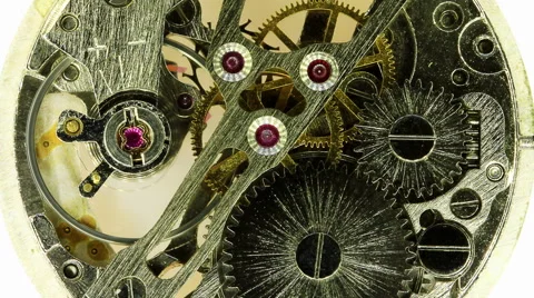 Complex movement of a modern wind-up watch, Full HD, timelapse Stock Footage 42991821