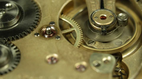 Complex Movement Old Mechanism Watch Golden Gears Hour Progress Inside Machinery Stock Footage 35870599