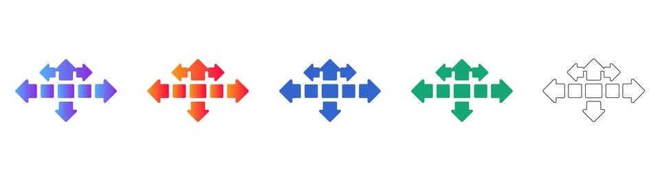 Complex Multi Directional Navigation Icons Stock Illustration