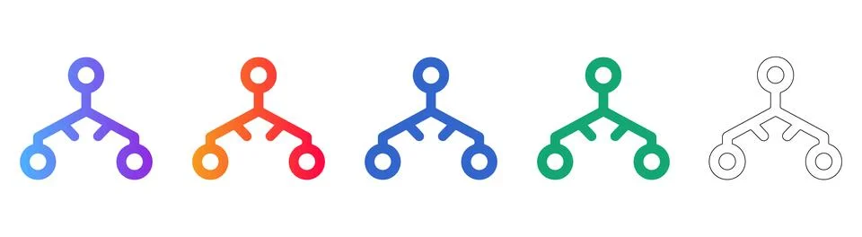 Complex Network Branching Node Icon Set Stock Illustration
