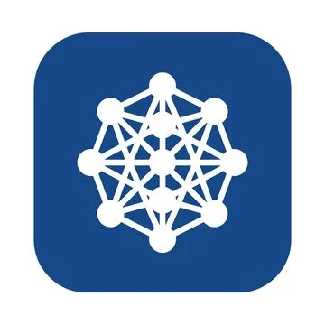 Complex network cluster icon with blue background representing advanced dat.. Stock Illustration