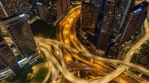 A complex network of elevated roadways weaves Stock Footage 301781949