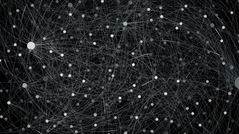 Complex network of glowing nodes and lines in a seamlessly repeating animation Stock Footage 346003825