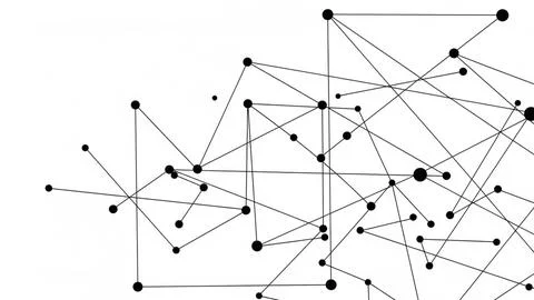Complex network graph with nodes and edges Illustrazione stock