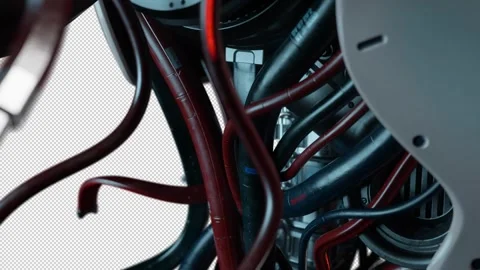 Complex Network of Illuminated Technological Cables.Artificial Intelligence D Stock Footage 309184715