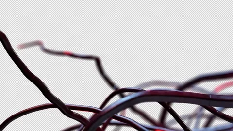 Complex Network of Illuminated Technological Cables.Artificial Intelligence D Stock-Footage 309185160