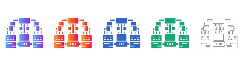 Complex Network Infrastructure Icons Stock Illustration