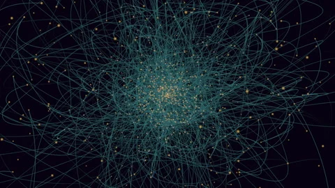 Complex network of interconnected lines forming a web of connections Stockbeeldmateriaal 275577370