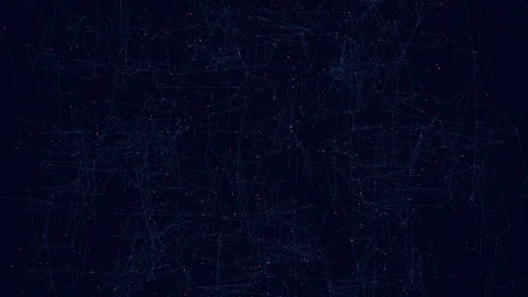 Complex network of interconnected points in grid pattern on dark background Stock Footage 303188034