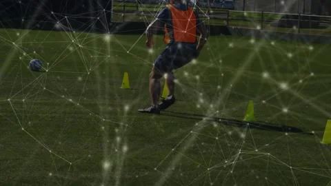 Complex network with low section football team training Stock Footage 208896935