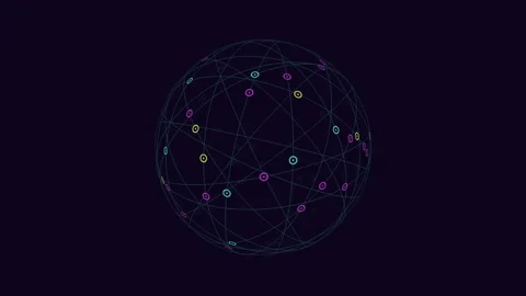 Complex network points and lines representing strength of connections Stock Footage 279585066