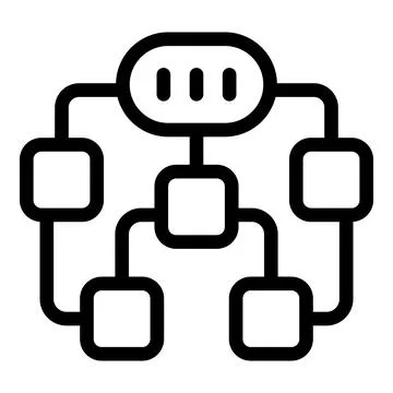 Complex network scheme with server connecting multiple devices Illustrazione stock