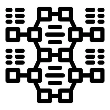 Complex network system connecting servers and databases Stock Illustration