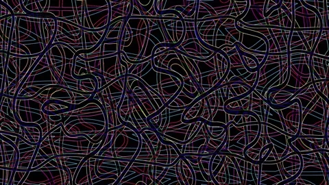 Complex network of vibrant colorful lines intertwining and overlapping, for.. Stock Footage 305628373