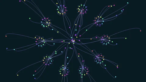 Complex network a visual representation of connections between nodes Stock Footage 278066128