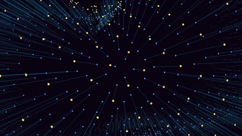 Complex network visualization interconnected lines and dots in circular pattern Stock Footage 278063378