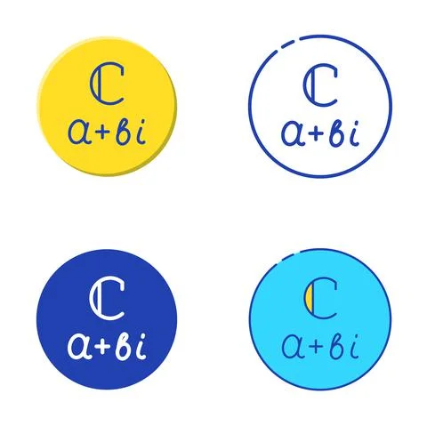 Complex number icon set in flat and line style Stock Illustration