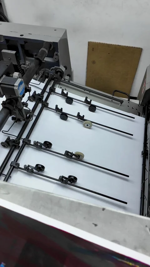 Complex operation of a printing machine feeding paper for production efficiency Stock Footage 310999839