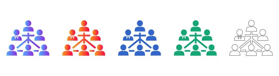 Complex Organizational Hierarchy &amp; Team Structure Icons Stock Illustration