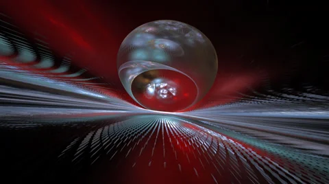 Complex particles and sphere on horizon line  seamless loop fractal Stock Footage 32902298