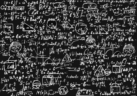 Complex Physics and Math Formulas on Black Blackboard Foto stock