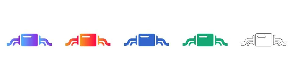 Complex Pipe Flow System Icon Set Illustrazione stock