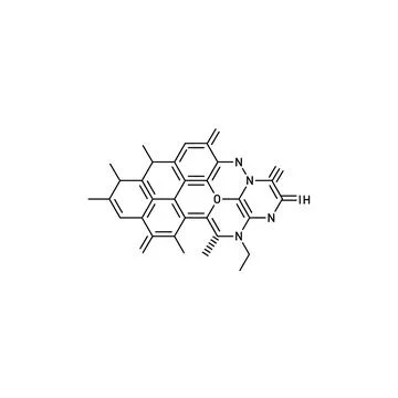 Complex polycyclic aromatic chemical structure diagram outline organic Stock Illustration