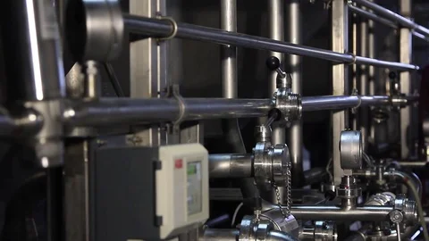 Complex production facilities in the beer factory Stock Footage 75608216
