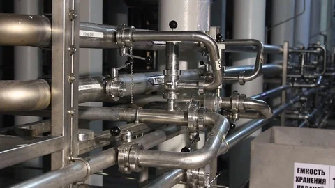Complex production facilities in the beer factory Stock Footage 102600370