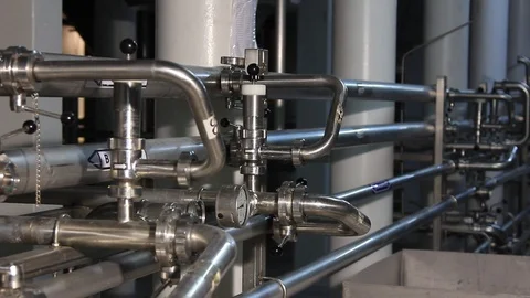 Complex production facilities in the beer factory Stock Footage 102600430