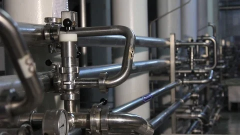 Complex production facilities in the beer factory Stock Footage 102600473