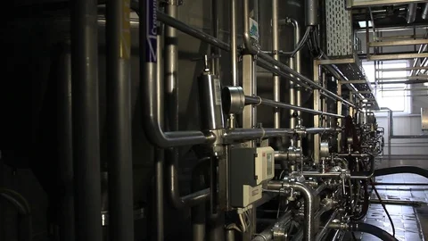 Complex production facilities in the beer factory Stock Footage 102600806