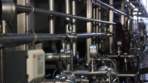 Complex production facilities in the beer factory Stock Footage 102600852