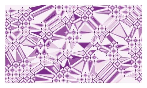 Complex purple abstract composition with diverse geometric shapes and dot g.. Stock Illustration