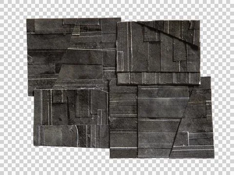 Complex rectangular shape manually created from shredded black printed paper 写真素材