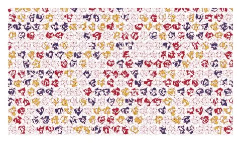 Complex red and gold geometric mosaic pattern with chaotic abstract element.. Illustrazione stock