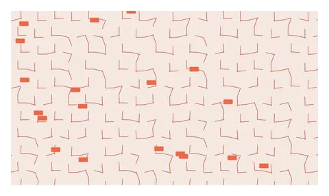 Complex red line schematic pattern over light beige backdrop with orange re.. Ilustração Stock