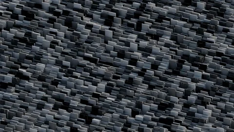 A complex, repeating digital texture composed of interlocking black and gray rec Stock Footage 340237968