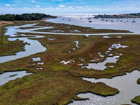 Complex river marshland aerial view Stock Photos