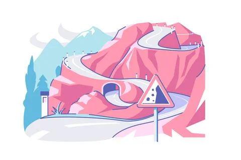 Complex road and tunnel Stock Illustration