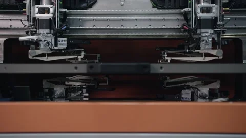 A complex robotic machine at the factory Stock Footage 163448122