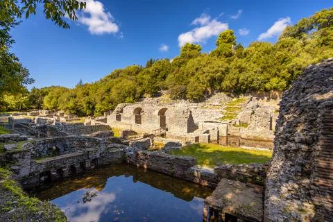 Complex the sanctuary of Asclepius in Butrint Stock Photos