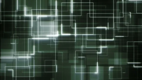 Complex sci-fi green background loop formed by white glowing circuit square line Stock Footage 117209092