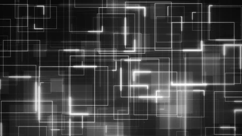 Complex sci-fi looping background formed by white glowing circuit square lines Stock Footage 117211321