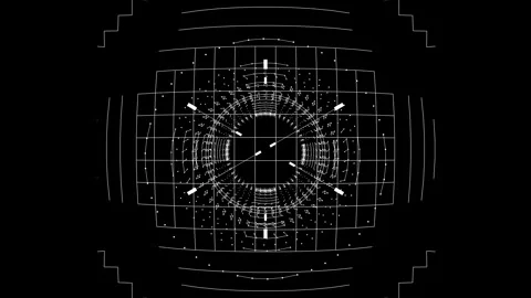 Complex Sci-Fi Radial Scanner HUD Overlay for Grid Data Analysis Stock-Footage 346860228